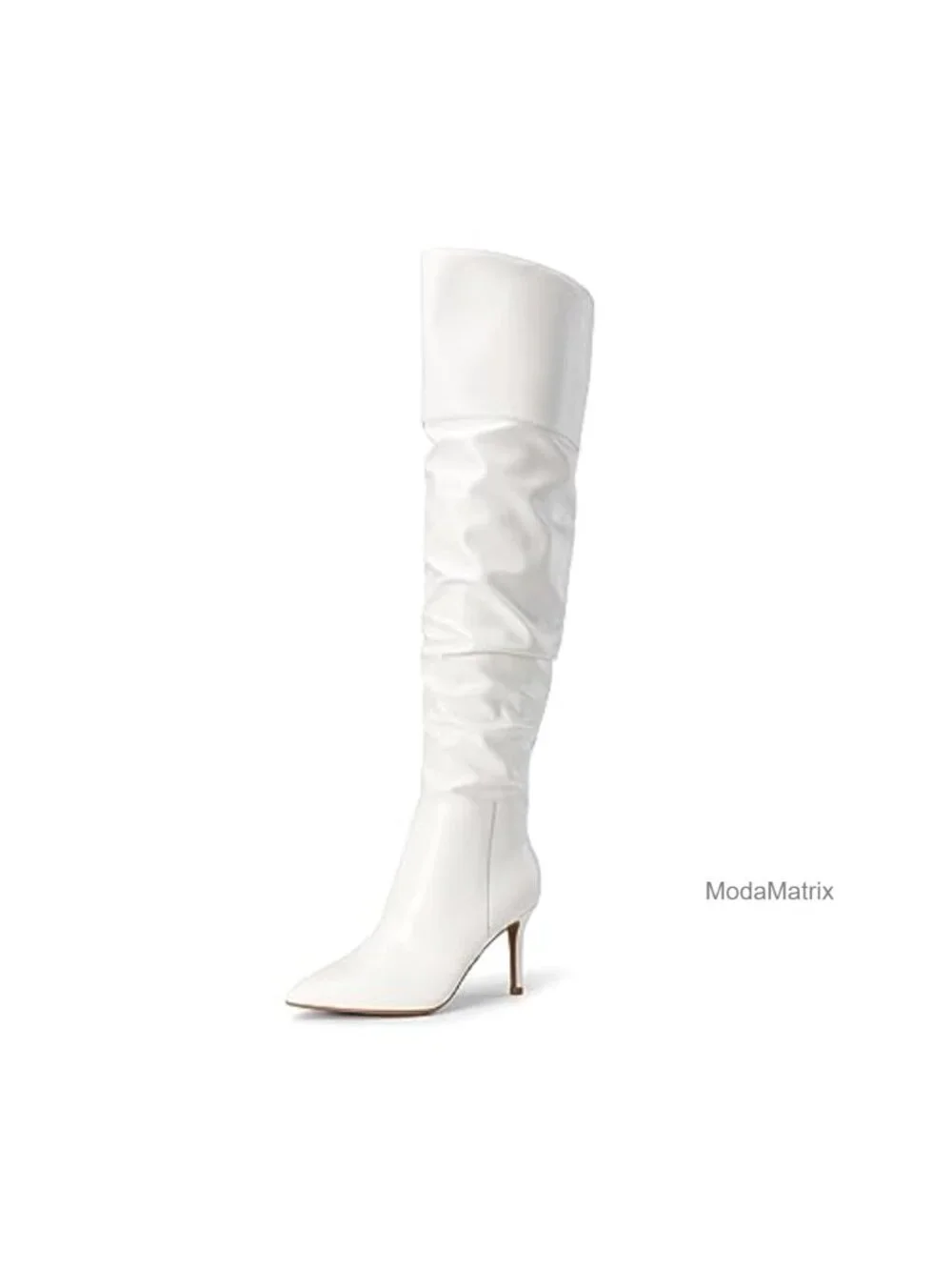 Women Over the Knee Stiletto Heeled Boots Faux Leather Pointed Toe